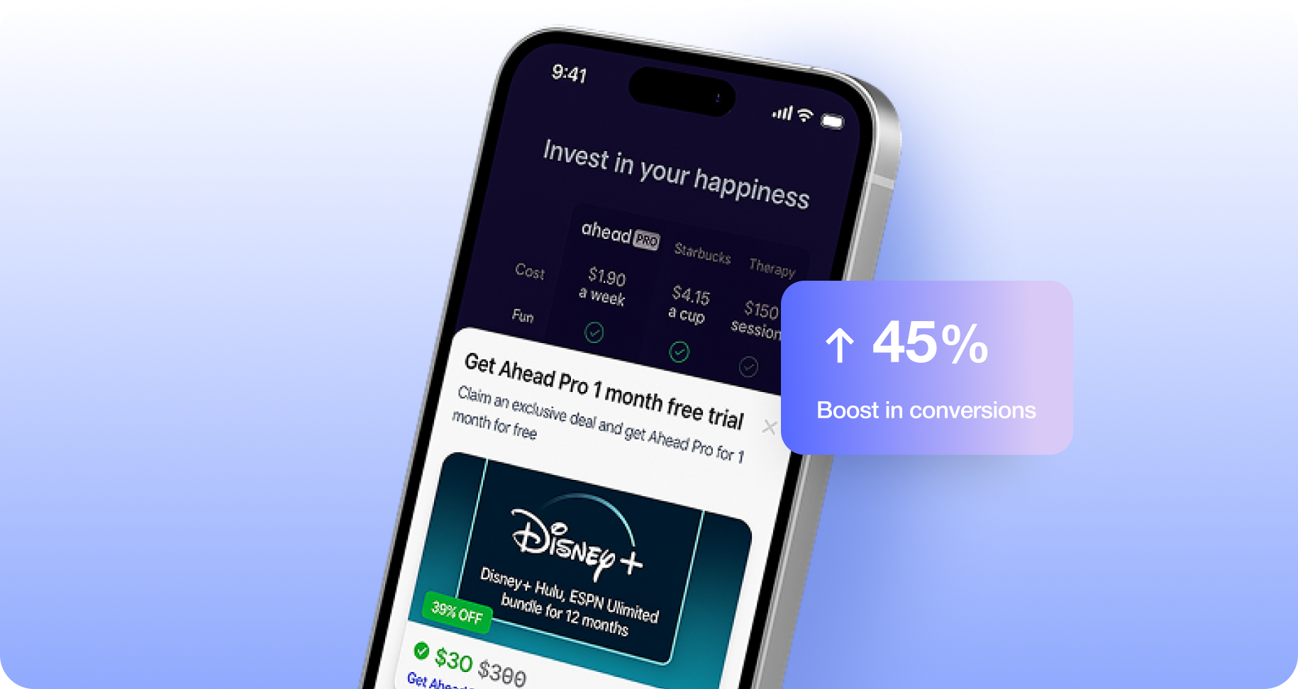 iPhone showing paywall interface